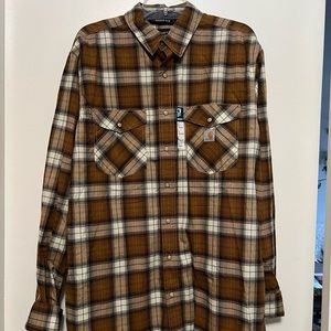 TALL RELAXED FIT CARHARTT BUTTON UP PLAID LONG SLEEVE NEVER WORN